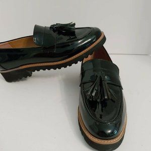 FRANCO SARTO WOMAN'S CAMDEN LOAFERS BLACK PATENT FINISH SIZE 9.5M. HEEL SIZE 1 1